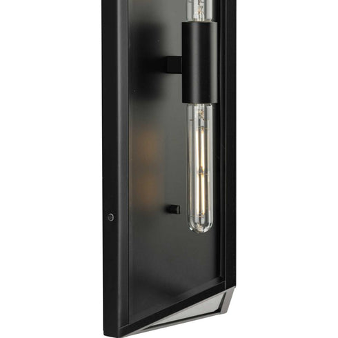 Progress Bristol Collection Two Light Black Modern Farmhouse Large Outdoor Wall Lantern in Matte Black Finish Model: P560360-31M