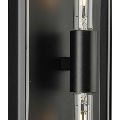 Progress Bristol Collection Two Light Black Modern Farmhouse Large Outdoor Wall Lantern in Matte Black Finish Model: P560360-31M