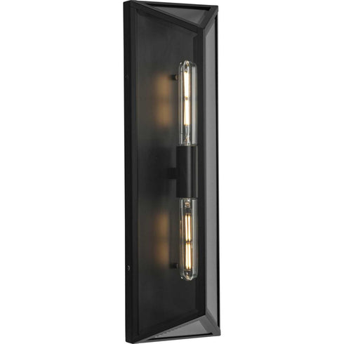Progress Bristol Collection Two Light Black Modern Farmhouse Large Outdoor Wall Lantern in Matte Black Finish Model: P560360-31M