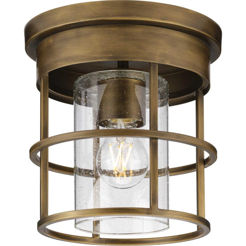 Progress Burgess P350236 196 1 Light FLUSHMT in Aged Bronze Finish Model: P350236-196