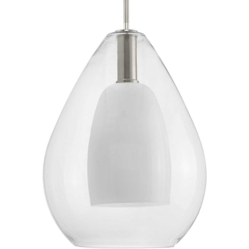 Progress Carillon Collection One Light in Brushed Nickel Large Contemporary Pendant Model: P500439-009
