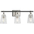 Progress Cassell Collection Three Light in Brushed Nickel Matte Black Luxe Industrial Bath & Vanity Light Model: P300482-009