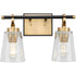 Progress Cassell Collection Two Light in Brushed Nickel Matte Black Luxe Industrial Bath & Vanity Light Model: P300481-009