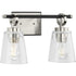 Progress Cassell Collection Two Light in Brushed Nickel Matte Black Luxe Industrial Bath & Vanity Light Model: P300481-009