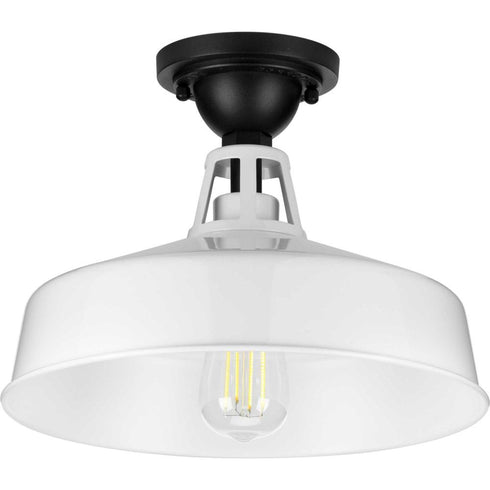 Progress Cedar Springs P550070 030 1 100 Watt MED SEMI FLUSH in White Finish Model: P550070-030