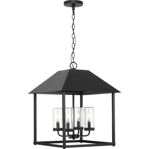 Progress Chapel P550131 031 4 Light PENDANT in Textured Black Finish Model: P550131-031