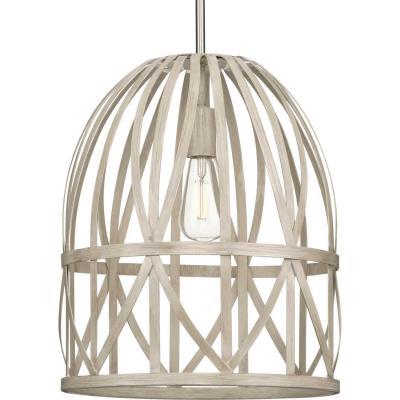 Progress Chastain P500343 185 1 60 Watt MED PENDANT in Bleached Oak Finish Model: P500343-185