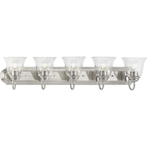 Progress Clear Glass P300393 009 5 Light VANITY in Brushed Nickel Finish Model: P300393-009