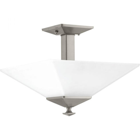 Progress Clifton Heights P350107 009 2 100 Watt SEMI FLUSH MOUNT in Brushed Nickel Finish Model: P350107-009