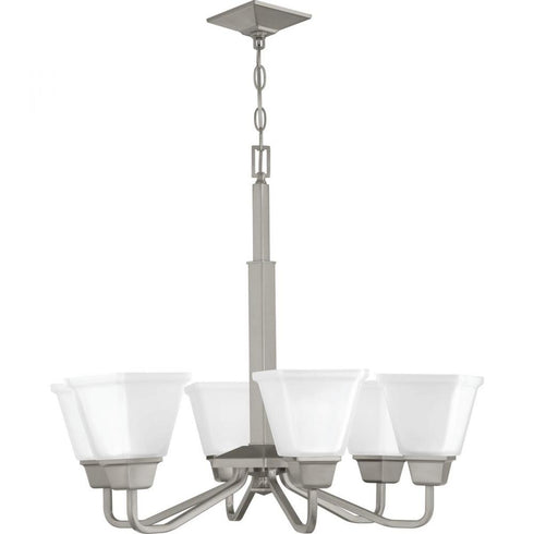 Progress Clifton Heights P400119 009 6 100 Watt MED CHANDELIER in Brushed Nickel Finish Model: P400119-009