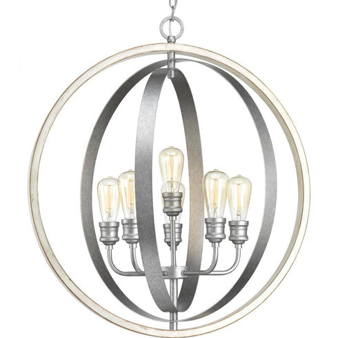 Progress Conestee P500094 141 6 60 Watt MED PENDANT in Galvanized Finish Finish Model: P500094-141