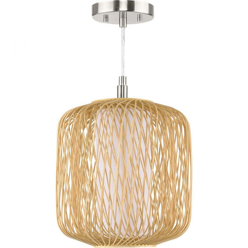 Progress Cordova P500395 201 1 Light MINI PENDANT in Natural Rattan Finish Model: P500395-201