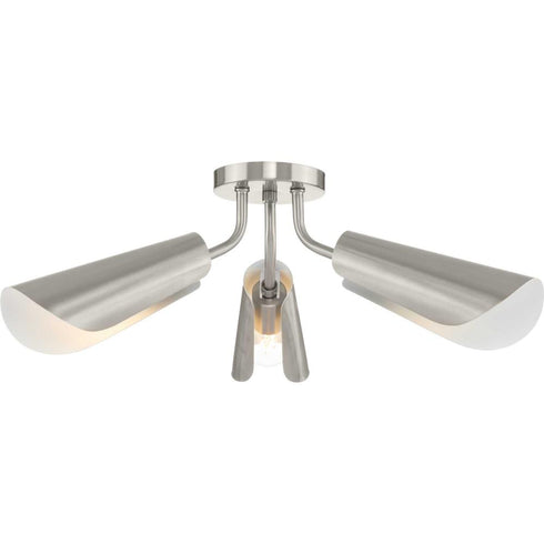 Progress Cornett Collection 44.12 in. Three Light in Brushed Nickel Contemporary Flush Mount Light Model: P350272-009