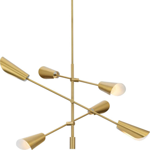 Progress Cornett Collection Six Light in Brushed Nickel Contemporary Chandelier Model: P400380-009