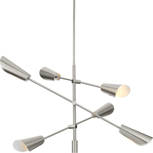 Progress Cornett Collection Six Light in Brushed Nickel Contemporary Chandelier Model: P400380-009