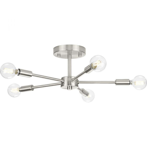 Progress Delayne P350219 009 5 60 Watt MED SEMI FLUSH in Brushed Nickel Finish Model: P350219-009