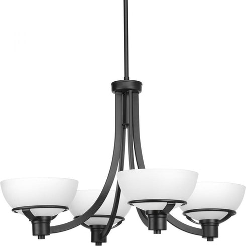 Progress Domain Four Light Chandelier in Matte Black Finish Model: P400035-031