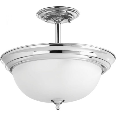 Progress Dome Glass CTC P3927 09 2 100 Watt MED SEMI FLUSH in Brushed Nickel Finish Model: P3927-09