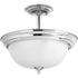 Progress Dome Glass CTC P3927 09 2 100 Watt MED SEMI FLUSH in Brushed Nickel Finish Model: P3927-09