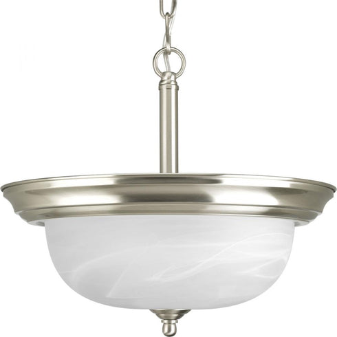 Progress Dome Glass CTC P3927 09 2 100 Watt MED SEMI FLUSH in Brushed Nickel Finish Model: P3927-09