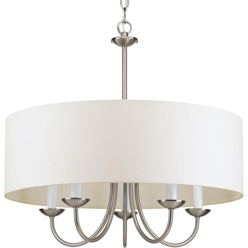Progress Drum Shade P4217 09 5 60 Watt CAND CHANDELIER in Brushed Nickel Finish Model: P4217-09