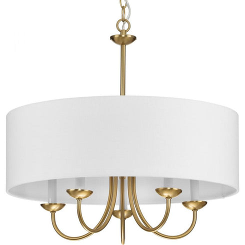 Progress Drum Shade P4217 09 5 60 Watt CAND CHANDELIER in Brushed Nickel Finish Model: P4217-09