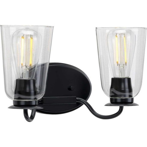 Progress Durrell Collection Two Light in Brushed Nickel Clear Glass Coastal Bath Vanity Light Model: P300262-009