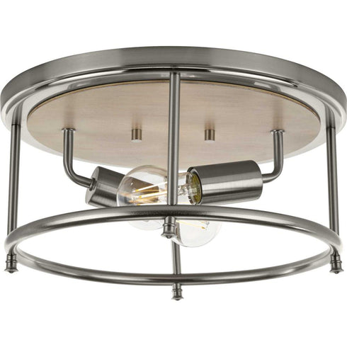 Progress Durrell P350151 009 2 60 Watt MED FLUSH MOUNT in Brushed Nickel Finish Model: P350151-009