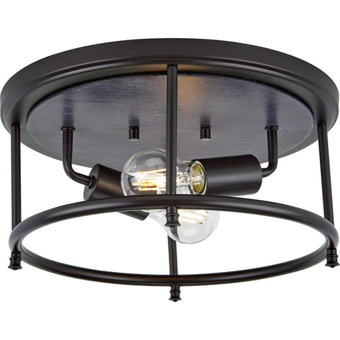Progress Durrell P350151 009 2 60 Watt MED FLUSH MOUNT in Brushed Nickel Finish Model: P350151-009
