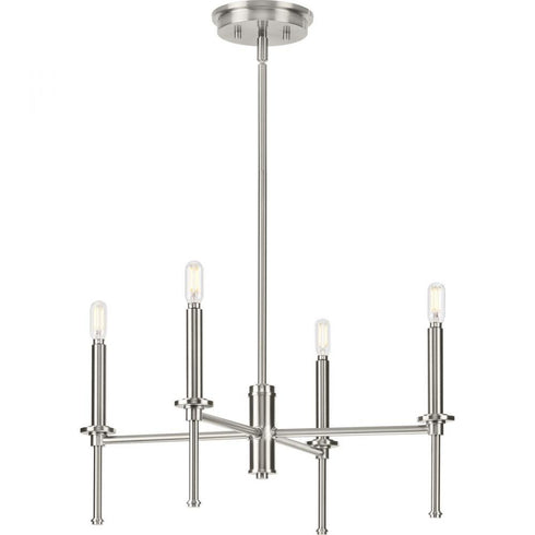 Progress Elara P400293 009 4 60 Watt CAND CHANDELIER in Brushed Nickel Finish Model: P400293-009