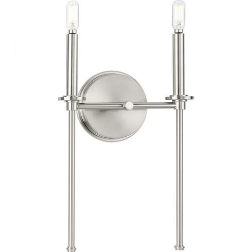 Progress Elara P710107 009 2 60 Watt CAND WALL BRACKET in Brushed Nickel Finish Model: P710107-009