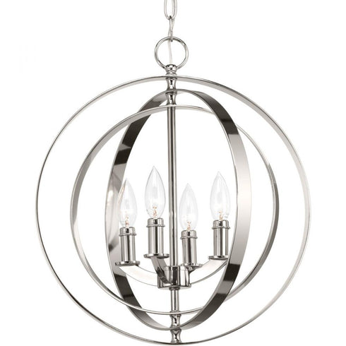 Progress Equinox P3827 104 4 60 Watt CAND FOYER LANTER in Polished Nickel Finish Model: P3827-104