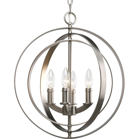Progress Equinox P3827 104 4 60 Watt CAND FOYER LANTER in Polished Nickel Finish Model: P3827-104