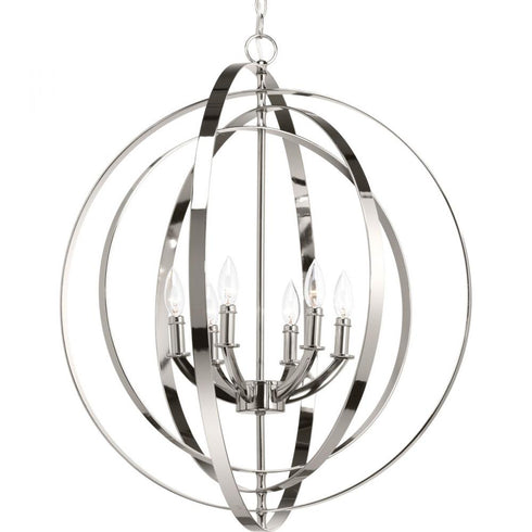 Progress Equinox P3889 104 6 60 Watt CAND FOYER LANTE in Polished Nickel Finish Model: P3889-104