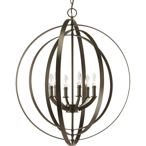 Progress Equinox P3889 104 6 60 Watt CAND FOYER LANTE in Polished Nickel Finish Model: P3889-104