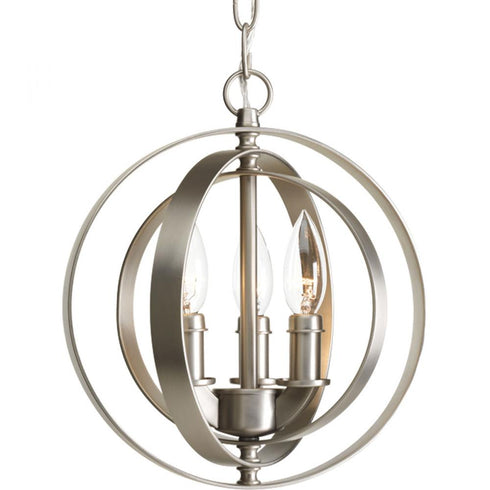 Progress Equinox P5142 126 3 60 Watt CAND PENDANT in Burnished Silver Finish Model: P5142-126