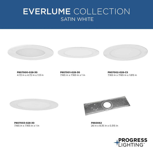 Progress Everlume P807001 028 30 6IN EDGELIT LED TRIM in Satin White Finish Model: P807001-028-30
