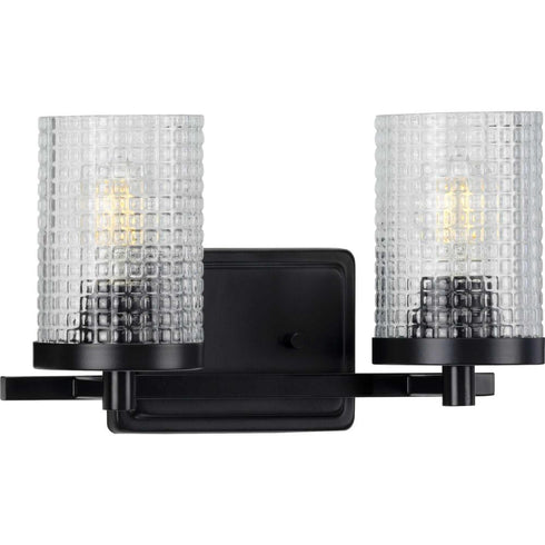 Progress Fawcett 2 Light P300269 031 2 100 Watt MED BATH BRACKET in Matte Black Finish Model: P300269-031