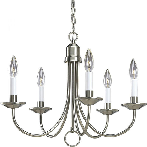Progress Five Light P4008 09 5 60 Watt CAND CHAND in Brushed Nickel Finish Model: P4008-09