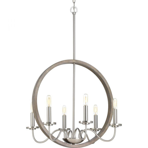 Progress Fontayne P400081 009 6 60 Watt CAND CHANDELIER in Brushed Nickel Finish Model: P400081-009