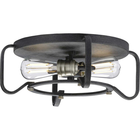 Progress Foster Collection 16 Inch Two Light Flush Mount in Gilded Iron Finish Model: P350116-071
