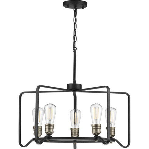 Progress Foster Collection Five Light in Gilded Iron Farmhouse Chandelier Light Model: P400153-071
