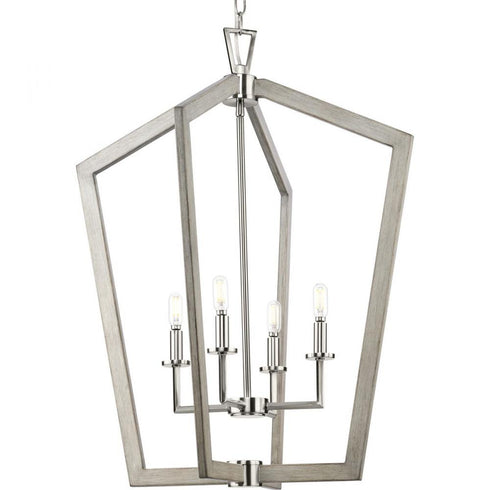 Progress Galloway P500378 009 4 Light MEDIUM FOYER in Brushed Nickel Finish Model: P500378-009