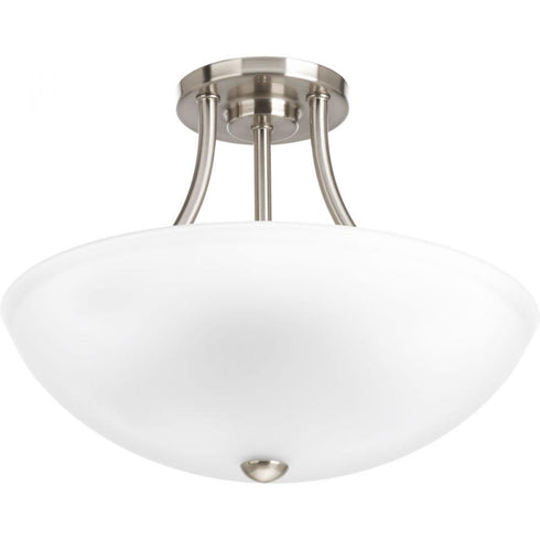 Progress Gather P3748 09 2 100 Watt MED SEMI FLUSH CONV in Brushed Nickel Finish Model: P3748-09
