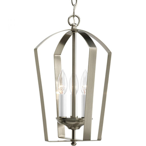 Progress Gather P3928 09 3 60 Watt CANDLE FOYER in Brushed Nickel Finish Model: P3928-09