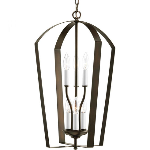 Progress Gather P3929 09 6 60 Watt CANDLE FOYER in Brushed Nickel Finish Model: P3929-09