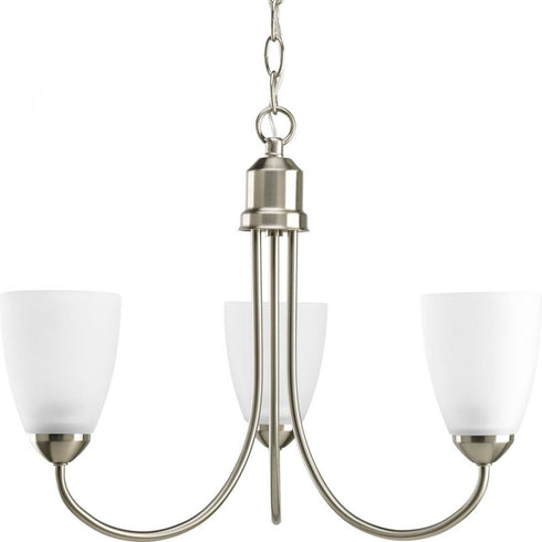 Progress Gather P4440 09 3 100 Watt MED CHANDELIER in Brushed Nickel Finish Model: P4440-09