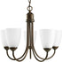 Progress Gather P4441 09 5 100 Watt MED CHANDELIER in Brushed Nickel Finish Model: P4441-09