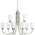 Progress Gather P4627 09 9 100 Watt MED CHANDELIER in Brushed Nickel Finish Model: P4627-09