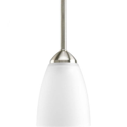 Progress Gather P5113 09 1 100 Watt MED MINI PENDANT in Brushed Nickel Finish Model: P5113-09
